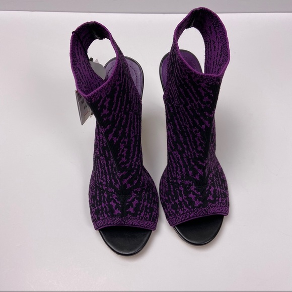 NWT ZARA Purple Black Open Toe Stretchy Heels 6.5 - Picture 2 of 6